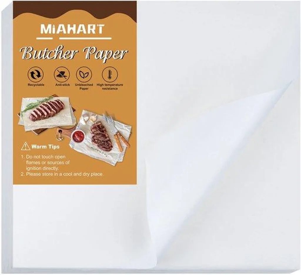 Papier Boucher Blanc en Feuilles Carrées pour Emballage Viande 60pcs