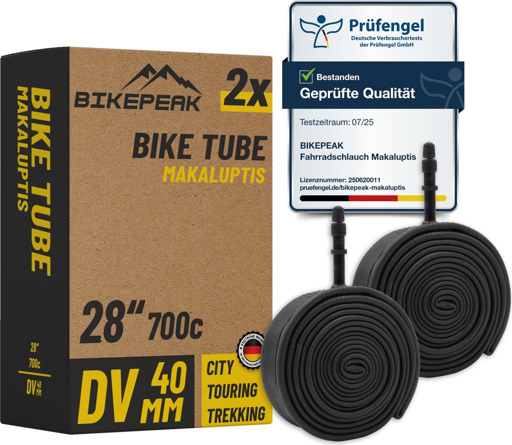 BikePeak 2x Fahrradschlauch Makaluptis City 28 Zoll DV-40mm Produktbild 