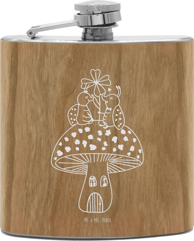 Mr. & Mrs. Panda feldflasche Marienkäfer Fliegenpilz - Transparent - Geschenk, schnapsflasche, Flachmann Edelstahl, Wohnung, Tiere, Haus, Fleigenp...