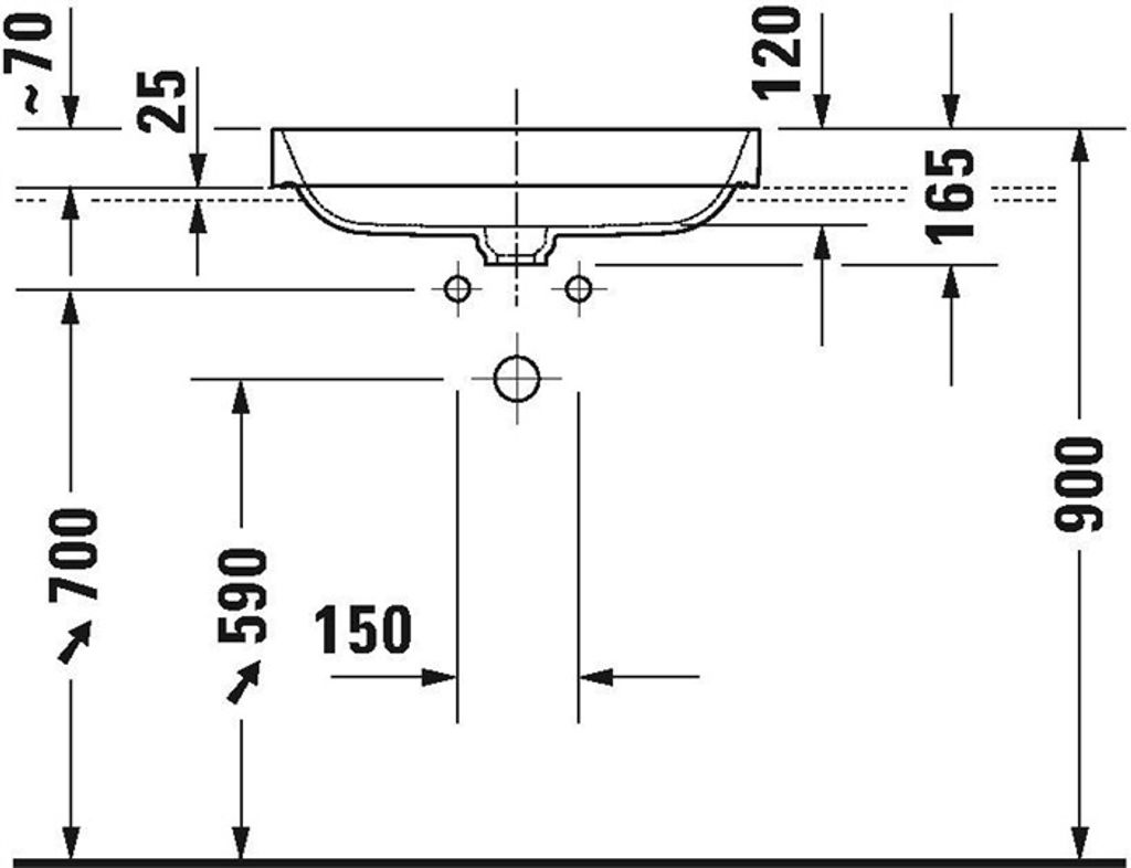 Duravit Happy D.2 Plus Aufsatzbecken, 600x400 mm, geschliffen, ohne Überlauf, ohne Hahnlochbank, 23596013001