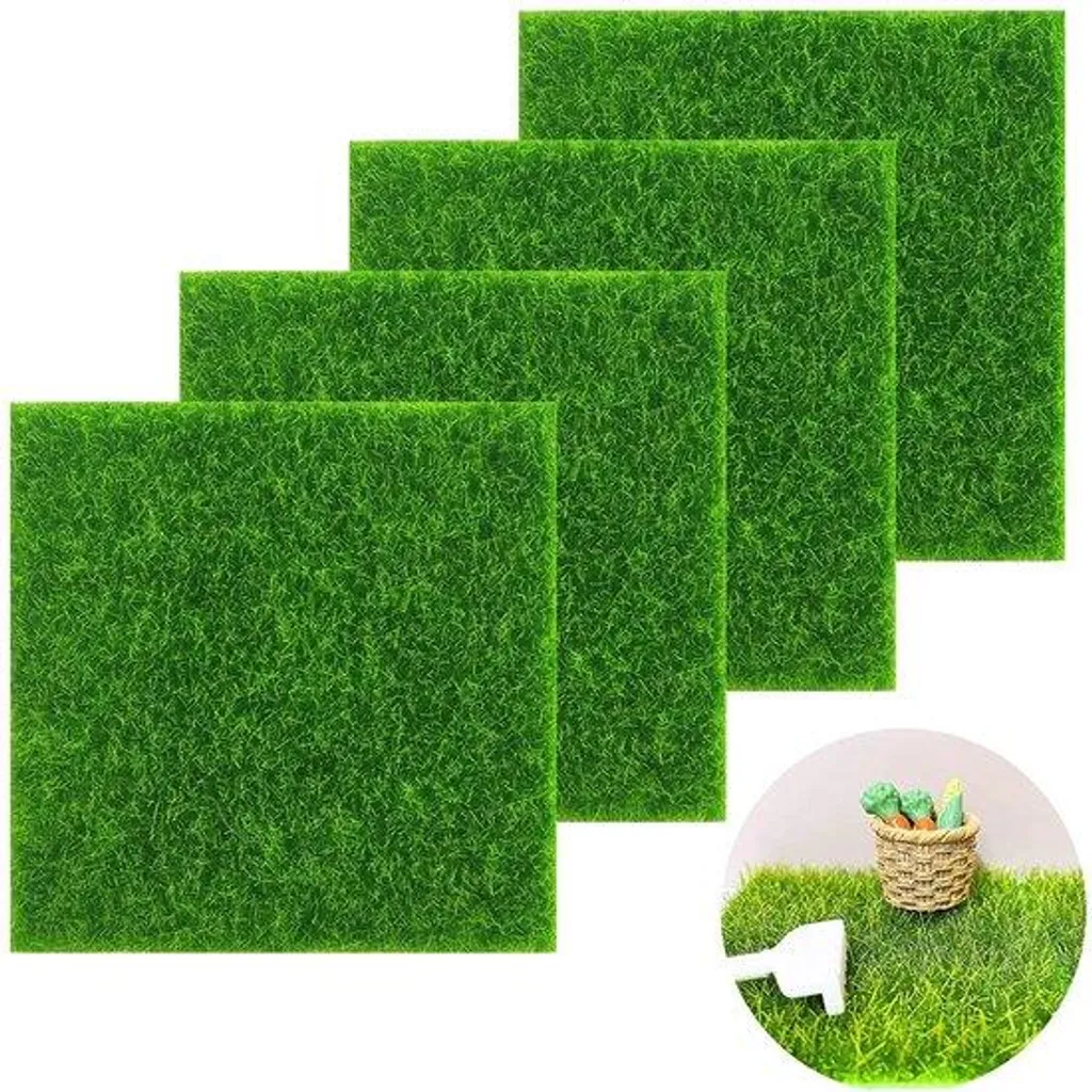 Gazon synthétique de décoration pack 4 pièces format 15 x 15 cm polyvalent