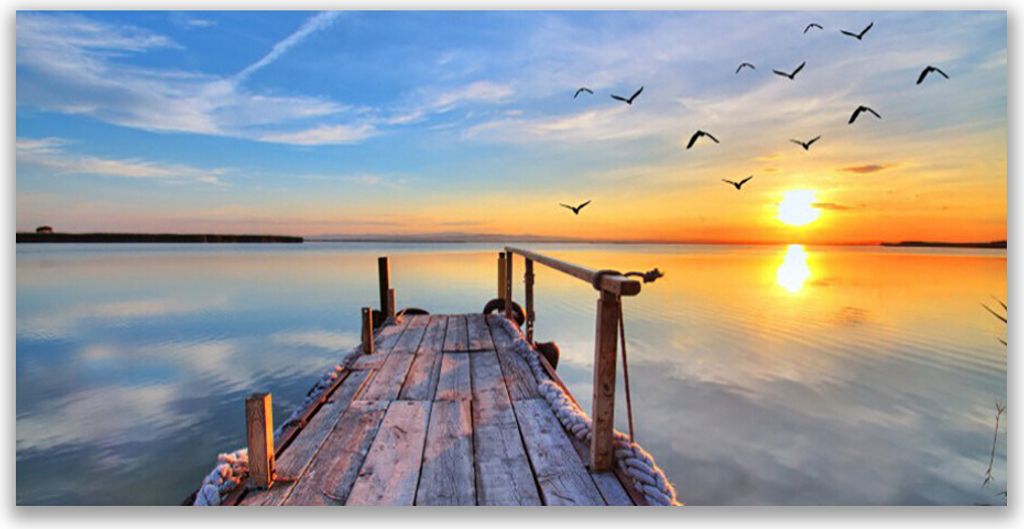 Glasbilder 120x60 Wandbild Druck auf Glas Meer Brücke Sonne Architektur