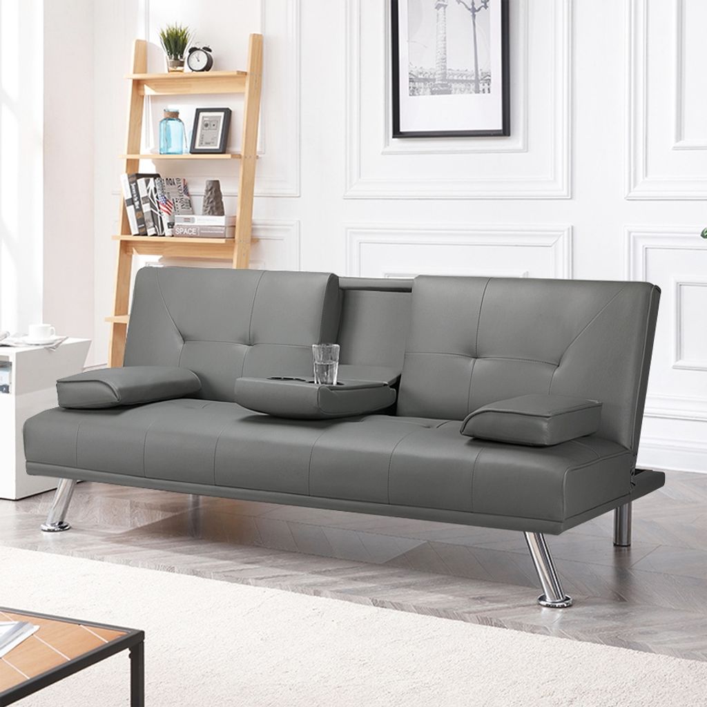 Yaheetech 3er-Sofa Schlafsofa Couch mit Tassenhalter Produktbild 3