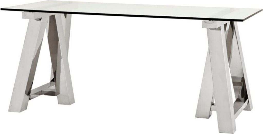 Casa Padrino Designer Schreibtisch Silber 180 x 80 x H. 78 cm - Luxus Büromöbel