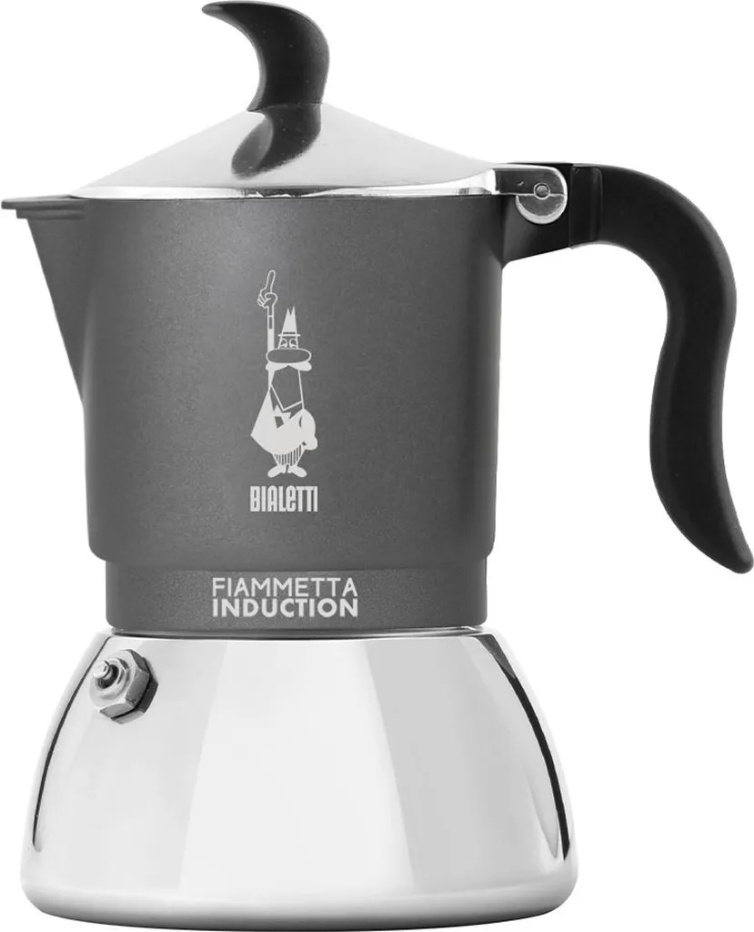 Bialetti Fiammetta Induction Moka Gris 4 Tasses en Aluminium et Acier