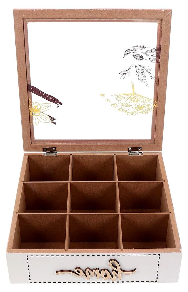 Teebeutelbox aus Holz mit Deckel im Vintage-Stil – Aufbewahrungsbox für Teebeutel, Organizer für Tee oder Geschenkidee für Teeliebhaber