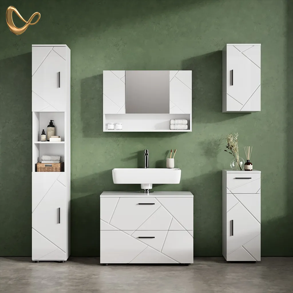 Mobile Bagno Sottolavabo Bianco Lucido Livinity Ronco 80 cm Moderno - 2