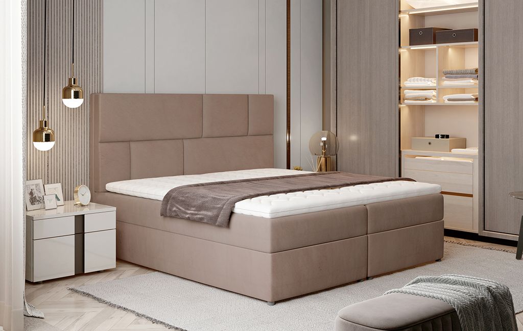 NABBI Gepolstert Doppelbett mit Stauraum Wild 145 - Braun