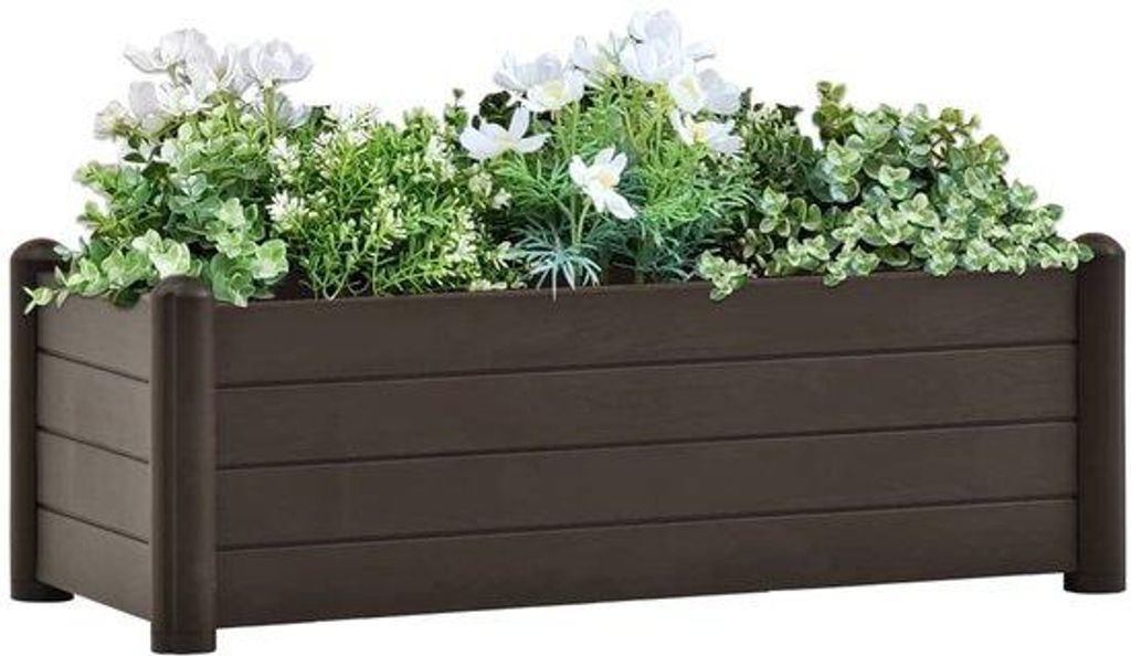 Moderne, weerbestendige, hoge plantenbak aus PP Kunststof, Mokka, 100 x 43 x 35 cm, für Balkon und Terras