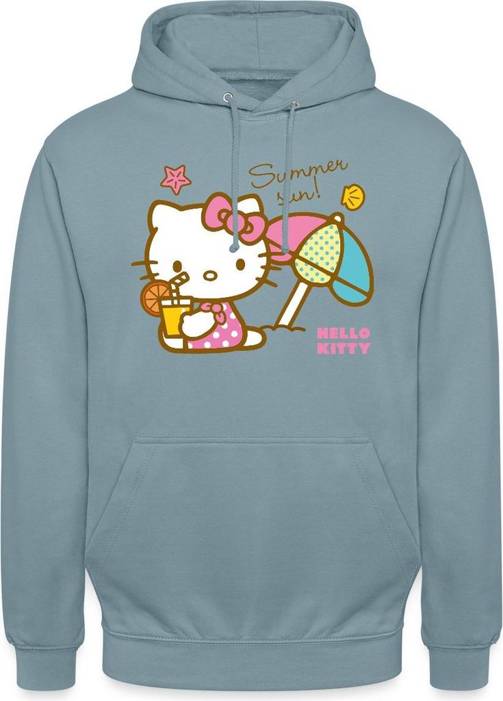 Spreadshirt Hello Kitty Am Strand Summer Sun Uni Hoodie, S, Nebelblau