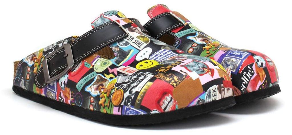 Calceo Damen Clogs Uni Goby mit originellen Prints, Produktbild 