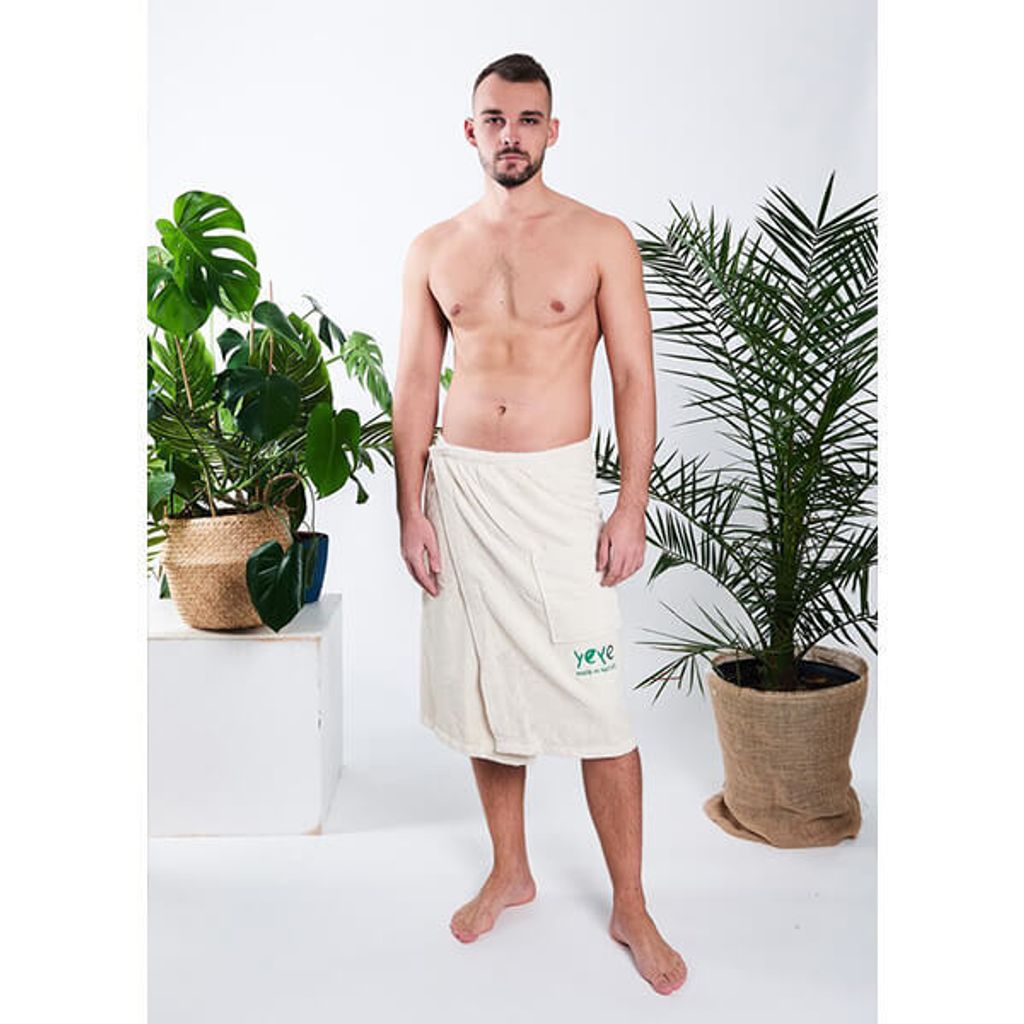 Kilt męski pareo do sauny 100% naturalna bawełna Yeye Ecru Zdjęcie produktu 