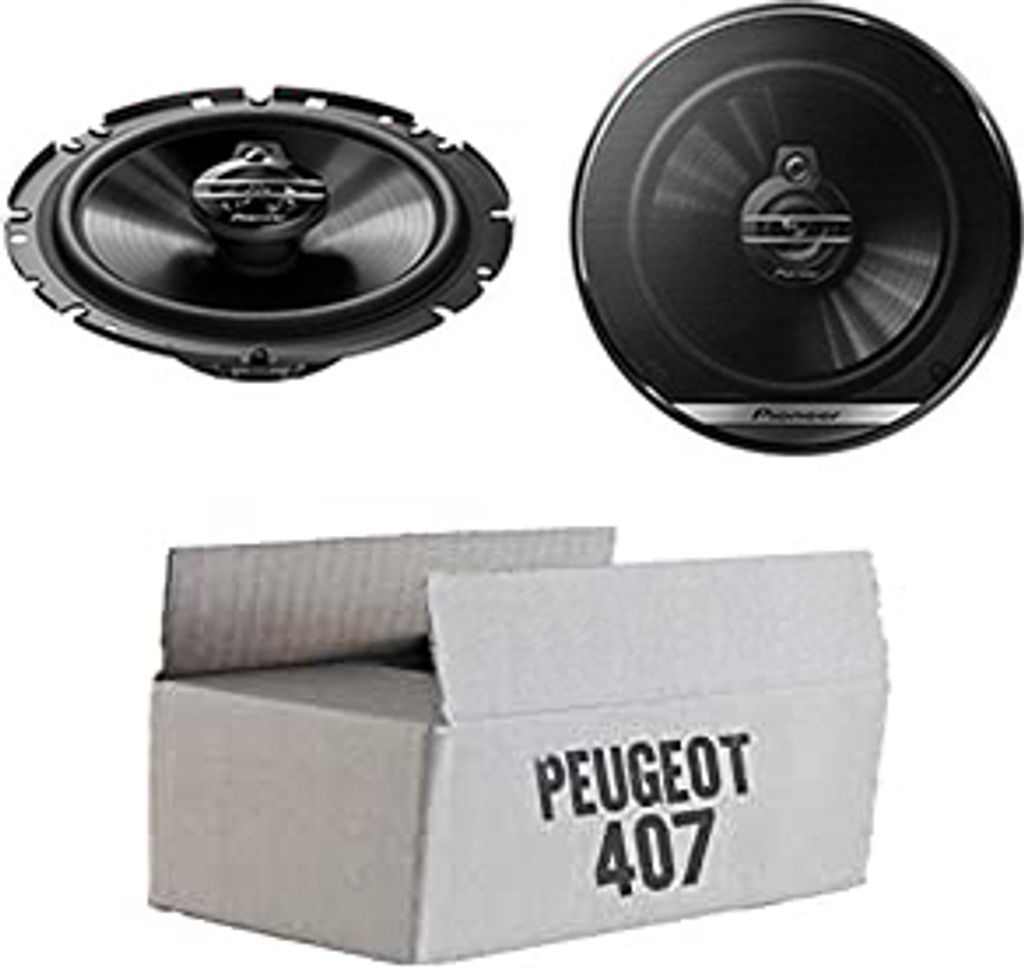 Lautsprecher Boxen Pioneer TS-G1730F - 16,5cm 3-Wege Koax Paar PKW 300WATT Koaxiallautsprecher Auto Einbausatz - Einbauset passend für Peugeot 407...