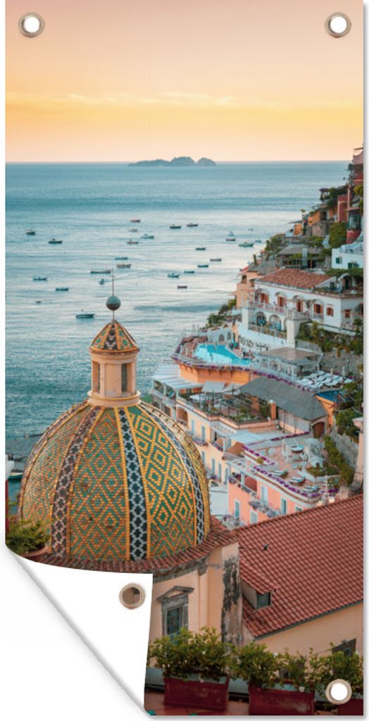 MuchoWow 80x160 cm Outdoor-Poster Gartendeko Sichtschutz Garten Poster für den Garten Italien - Positano - Meer