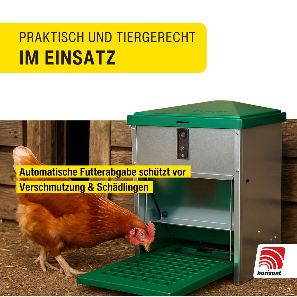 Horizont Feedomatic Futterautomat Hhner Mit Trittplatte 5kg - Verzinkt,  Rattensicher & Frischhaltend