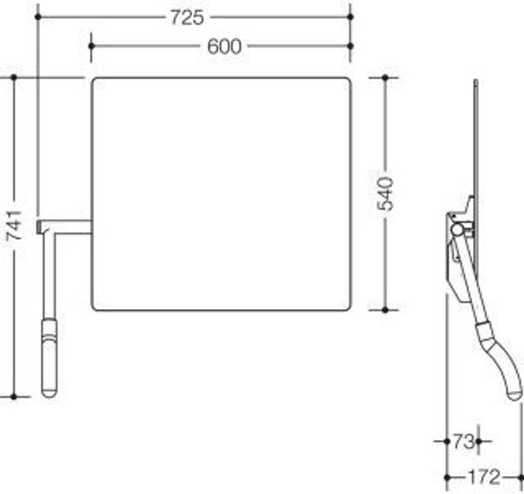 HEWI 802.01.100L 90 Kippspiegel, Hebel links,