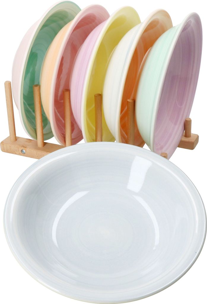 Pastello set di 6 piatti fondi colorati 450ml piatti Immagine del prodotto 