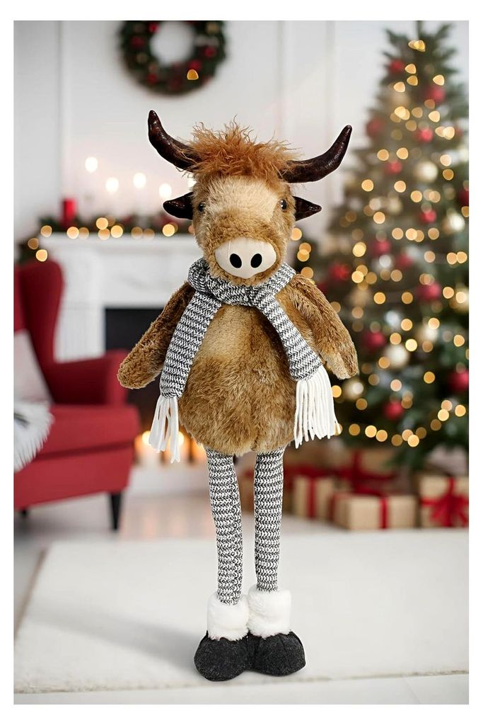 Figur Kuh mit Teleskopbeinen, max. 68 cm hoch, Weihnachtsdeko