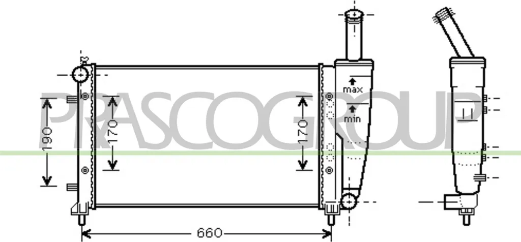 Radiateur Prasco FT340R004 pour Idea et Punto - OE 51724183 Qualité