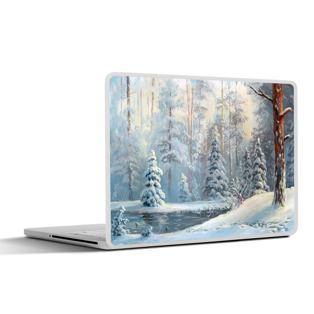 MuchoWow Laptop Aufkleber Sticker Cover Schnee - Wasser - Baum 32.5x23.5 cm - Sticker für Laptop - Selbstklebend
