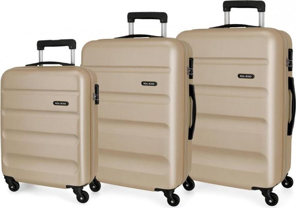 ROLL ROAD Flex Champagne, ABS Reisekoffer-Set, 55-65-75cm, 5849469