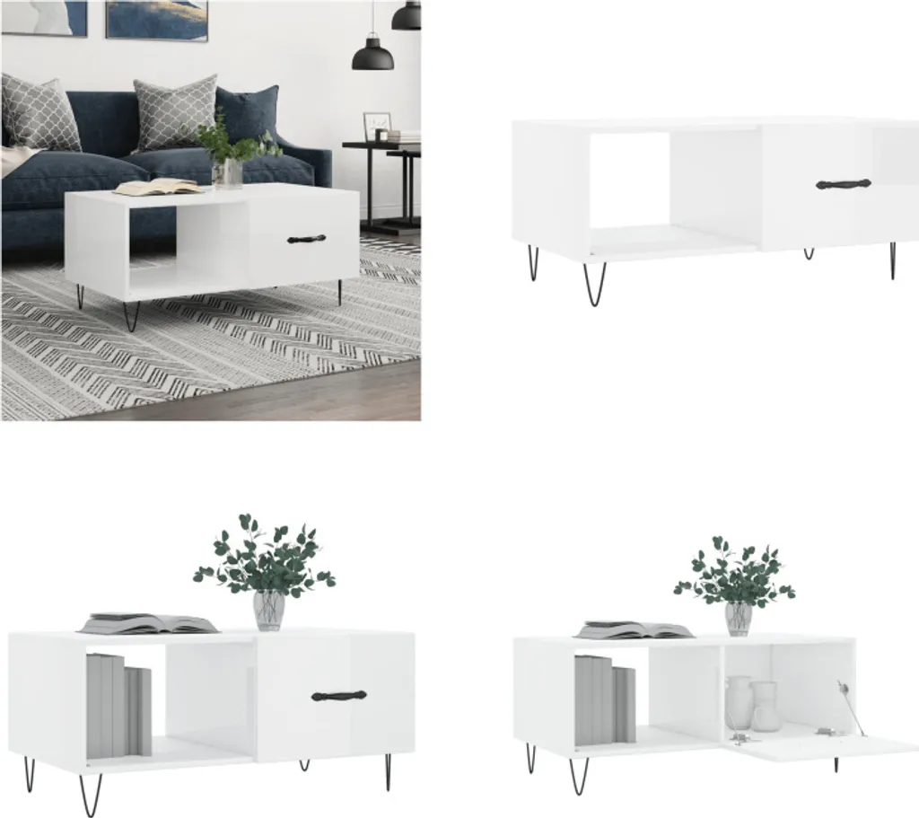 Tavolino Salotto Bianco Lucido 90 cm vidaXL | Mobile Minimalista