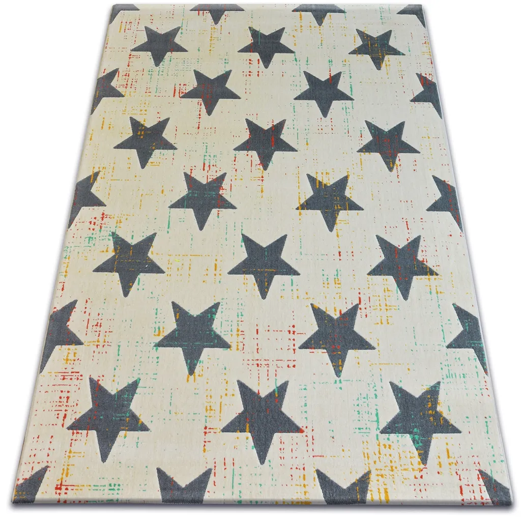 Grand Tapis de Salon Beige à Motifs Étoiles SCANDI 160x230 cm de Qualité
