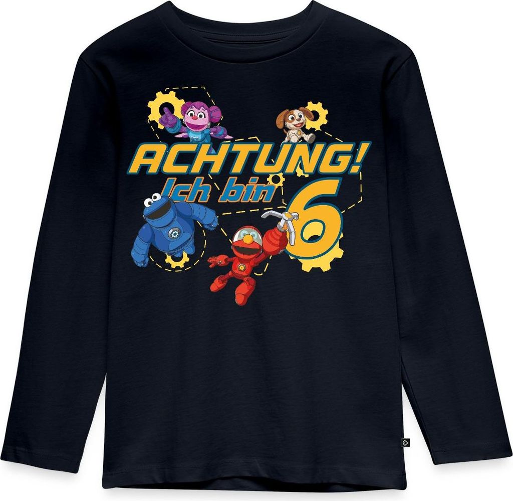 Spreadshirt Mecha Builders Team Achtung Ich Bin 6 Jahre Alt Kinderkunst Kinder Premium Langarmshirt, 122/128 (6 Jahre), Navy