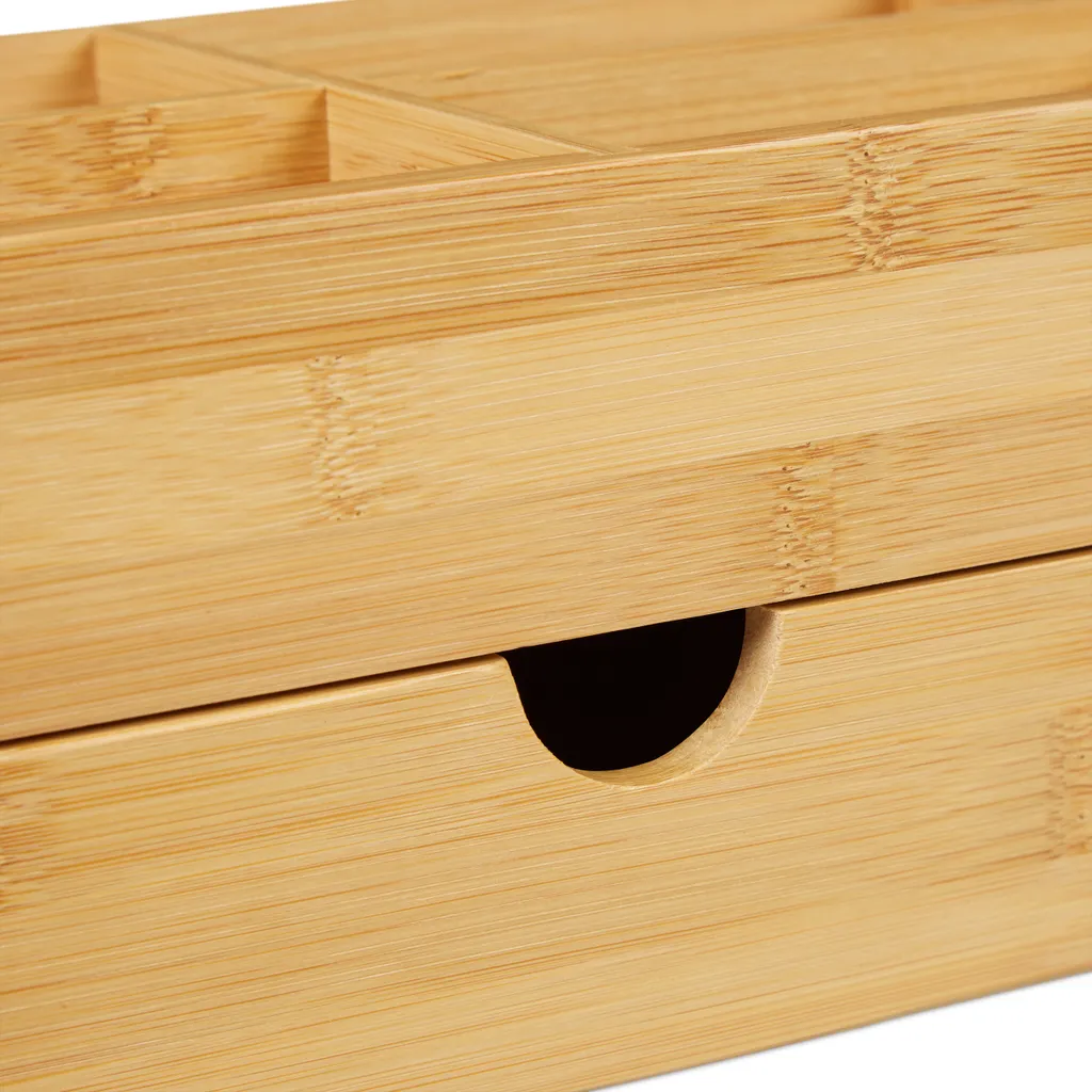 BAOSHIDAER Bundle in Vetro in bambù - Scatola di stoccaggio in Legno di Fascia Alta con divisore bloccabile, Vassoio Mobile - Scatola Regalo di Lusso per organizzazione e comodità