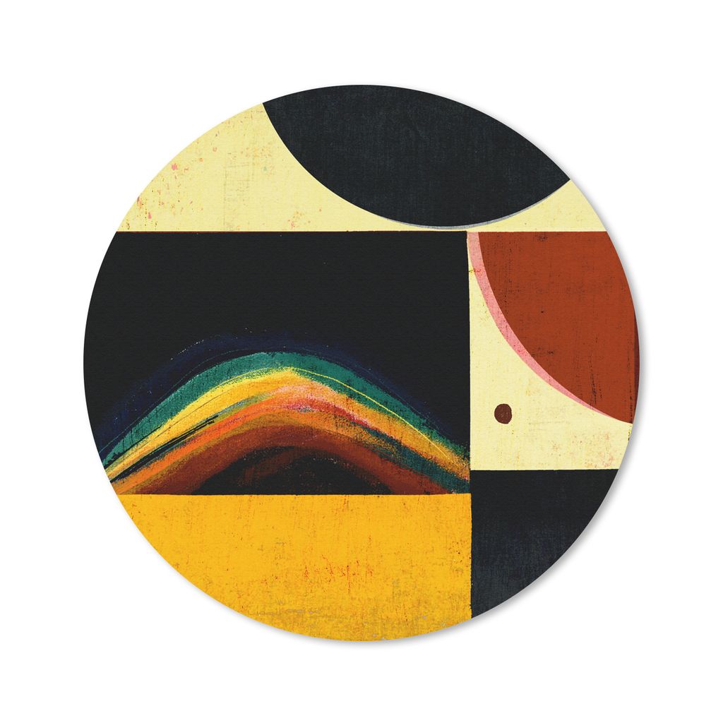 MuchoWow Mauspad Mousepad Abstrakt - Regenbogen - Formen - Schwarz 30x30 cm - Mousepads - Maus Mat - Pad - Mausunterlage - Tischunterlage - Schre...