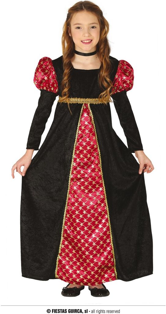 Mittelalter Prinzessin Kostüm Burgfräulein Kleid Karneval Kinder, Größe: 14 - 16 Jahre Farbe: Schwarz