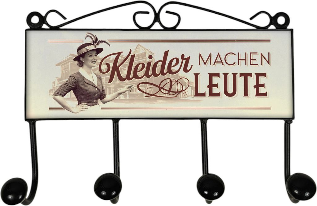 Kleider machen Leute Kleiderhaken Leiste mit 4 Haken Retro