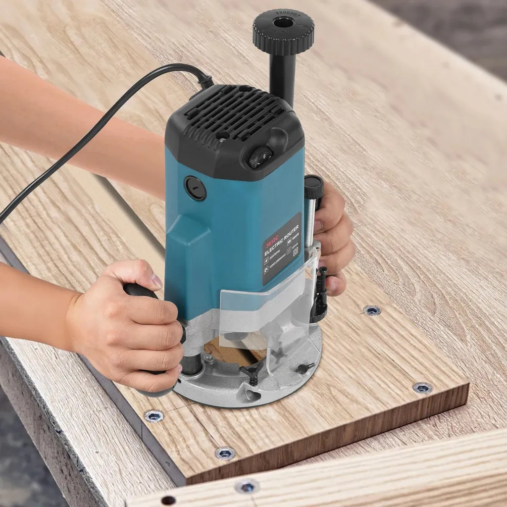 Fraiseuse à Bois Défonceuse de Précision 2200W avec 6 Vitesses - Bleue