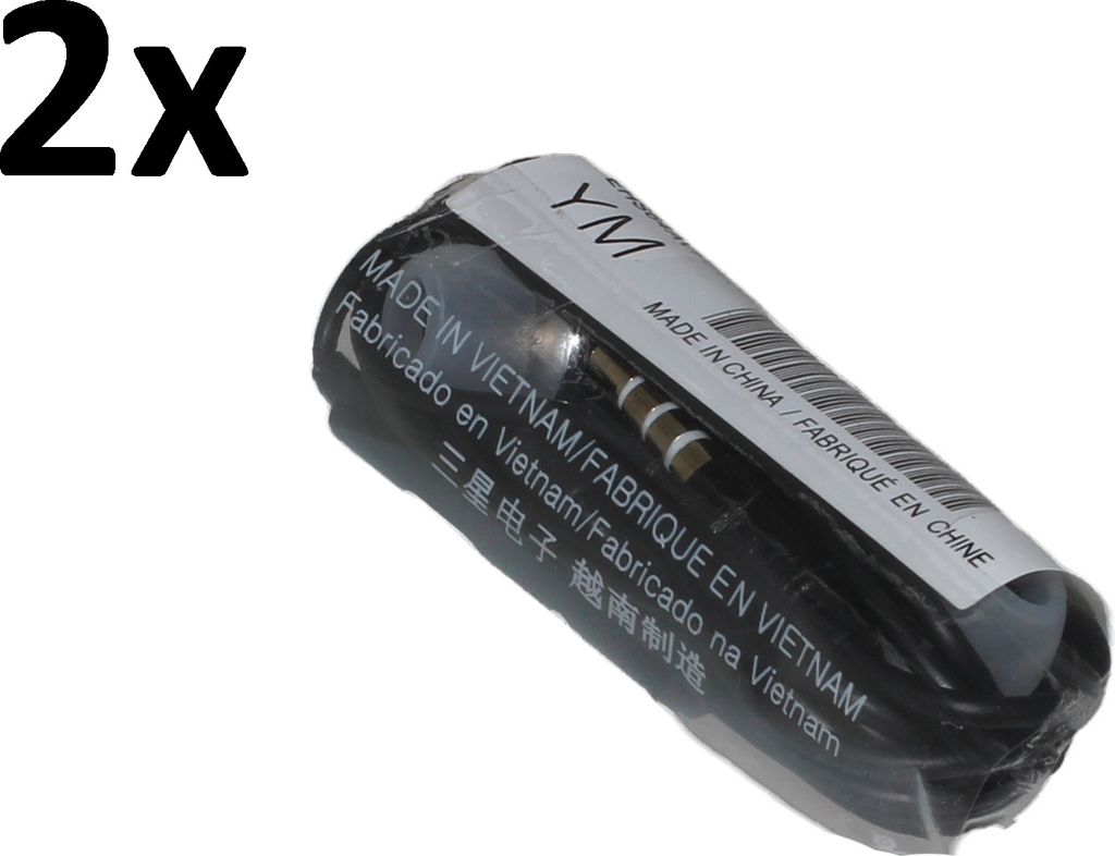 2x Kopfhörer für Original Samsung Galaxy J3 (2016) DUOS SM-J320F schwarz black In-Ear Head-Set Ohrhörer 3,5mm Stereo 64 + Hakai Pad