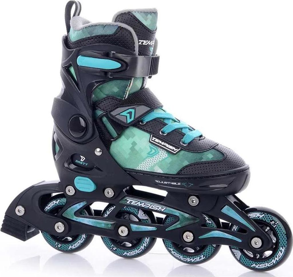 A single inline skate is shown against a white background.