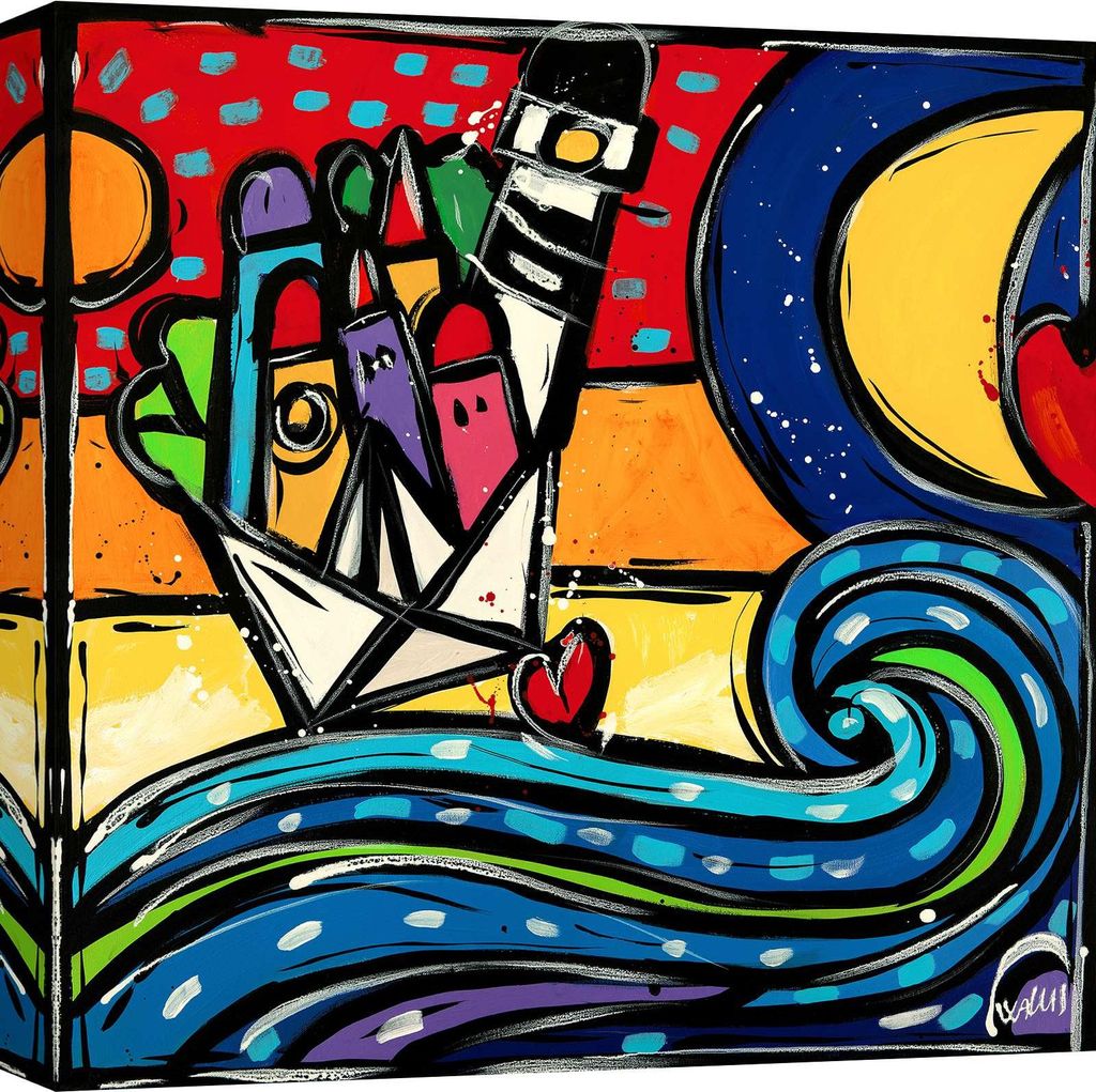 Mehrfarbige Leinwandbilder - Wallas - Die große Welle - 50 x 50 cm