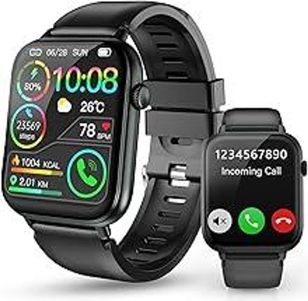 Smartwatch Herren Damen, 1,85 HD Touchscreen Smart Watch mit Telefonfunktion, 100+ Sportmodi Sportuhr mit Schrittzähler/Schlafmonitor/Herzfrequenz...