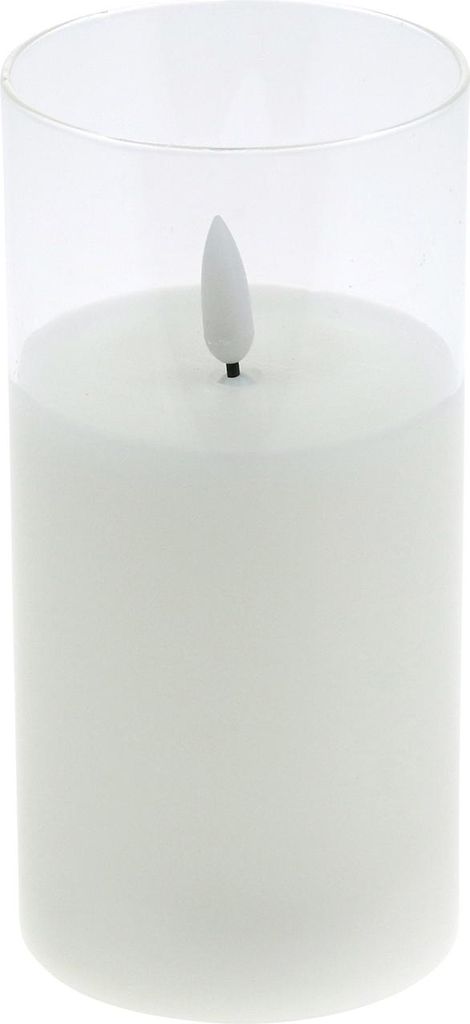 Świeca LED z prawdziwego wosku szklana biała Ø7,5cm H10cm Zdjęcie produktu 