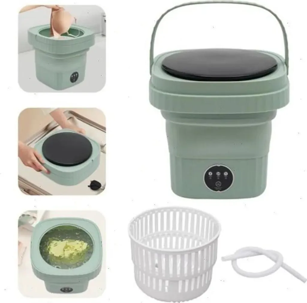 Machine à laver portable pliable 6L - Mini lave-linge bébé vert et compact - 2