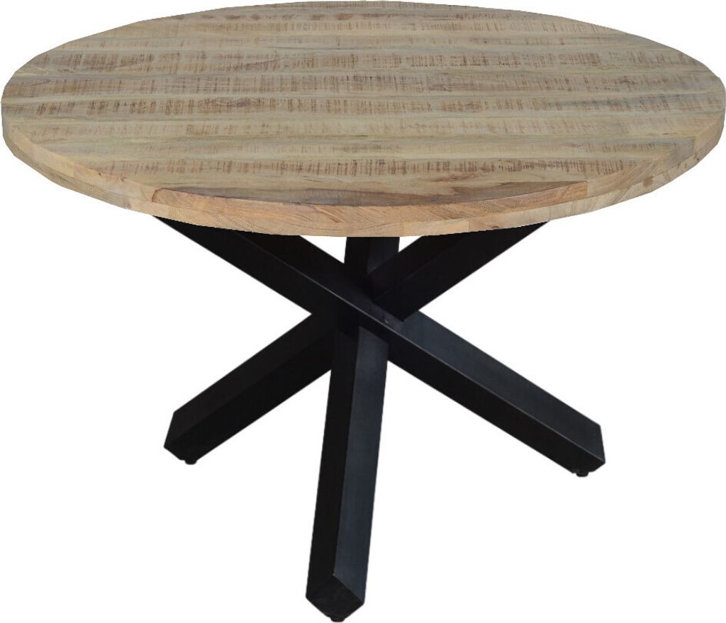 Esszimmertisch rund 140 cm Mangoholz Natur Schwarz RUNIS