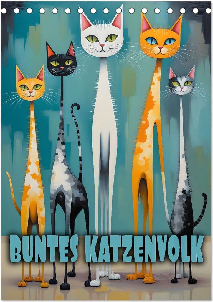 Buntes Katzenvolk (Tischkalender 2026 DIN A5 hoch), CALVENDO Monatskalender