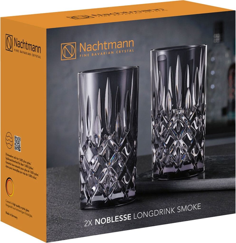 Nachtmann Longdrinkgläser Set 395 ml, 4 Stück, Tobacco, Noblesse, 105444B, Cocktailgläser aus Kristallglas, Trinkgläser spülmaschinenfest