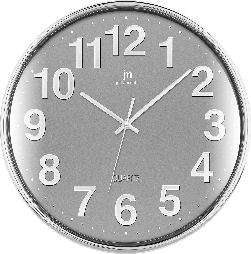 Horloge murale grise et chrome Lowell Justaminute 00816 - Style Moderne
