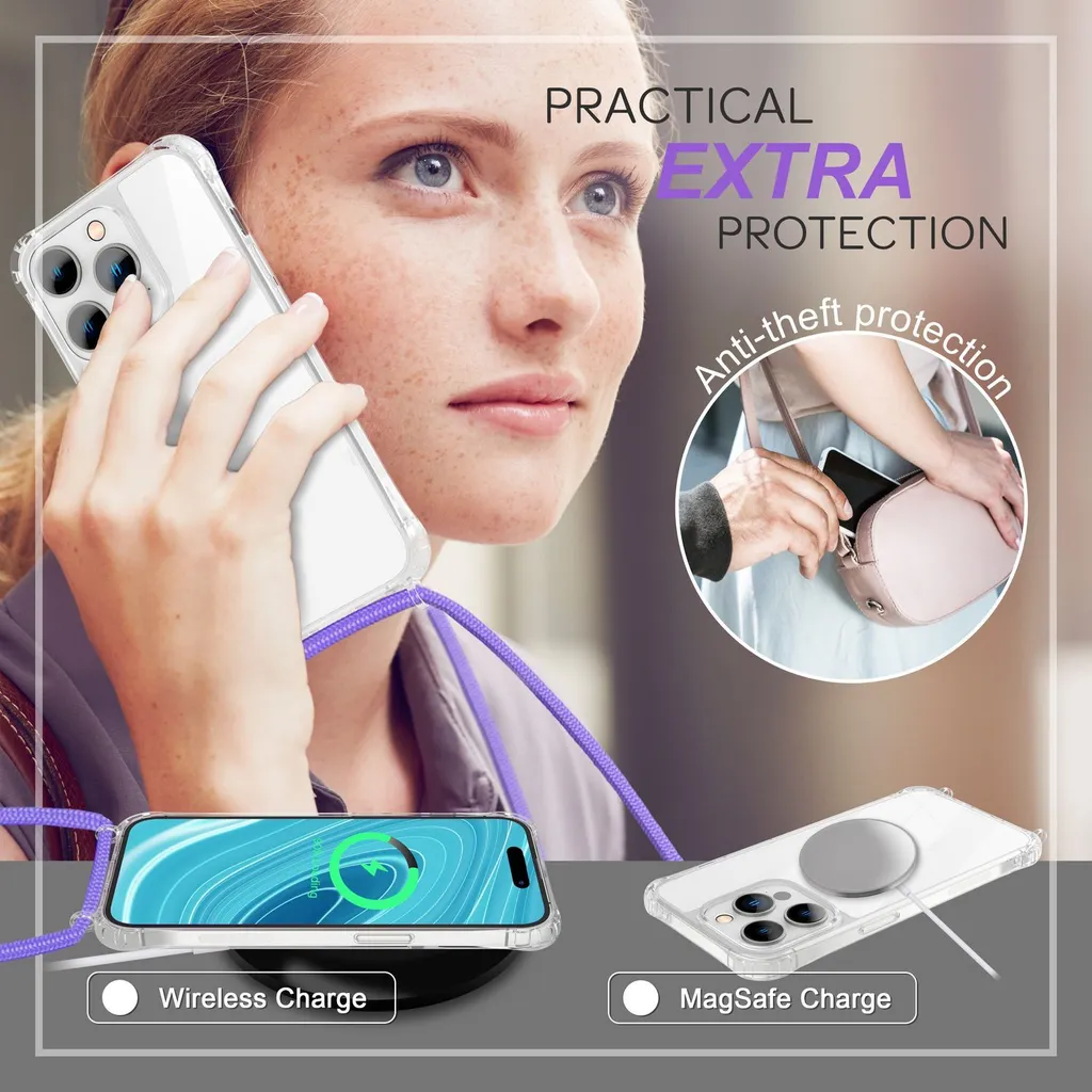 Cover a Tracolla iPhone 14 Pro Viola - La Soluzione per Genitori - 5