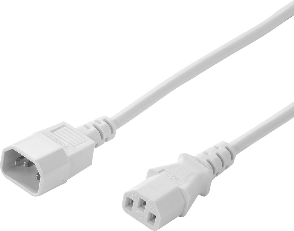 TPFNet Netzkabel Kaltgeräte-Verlängerung, Stecker an Kupplung, weiß, 0,6m