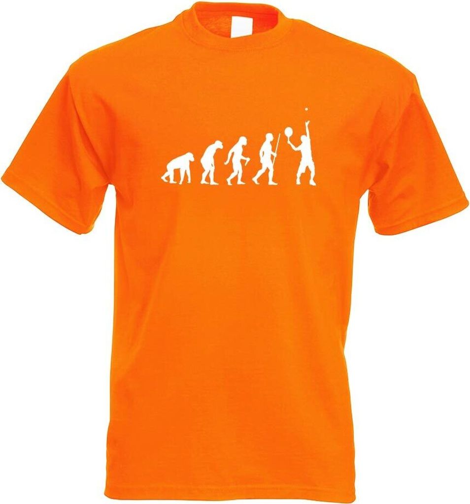 Kiwistar - T-Shirt - orange - Tennisspieler Evolution Motiv Bedruckt Funshirt Design Print - mit Motiv Bedruckt - Funshirt Design - Sport - Freizei...