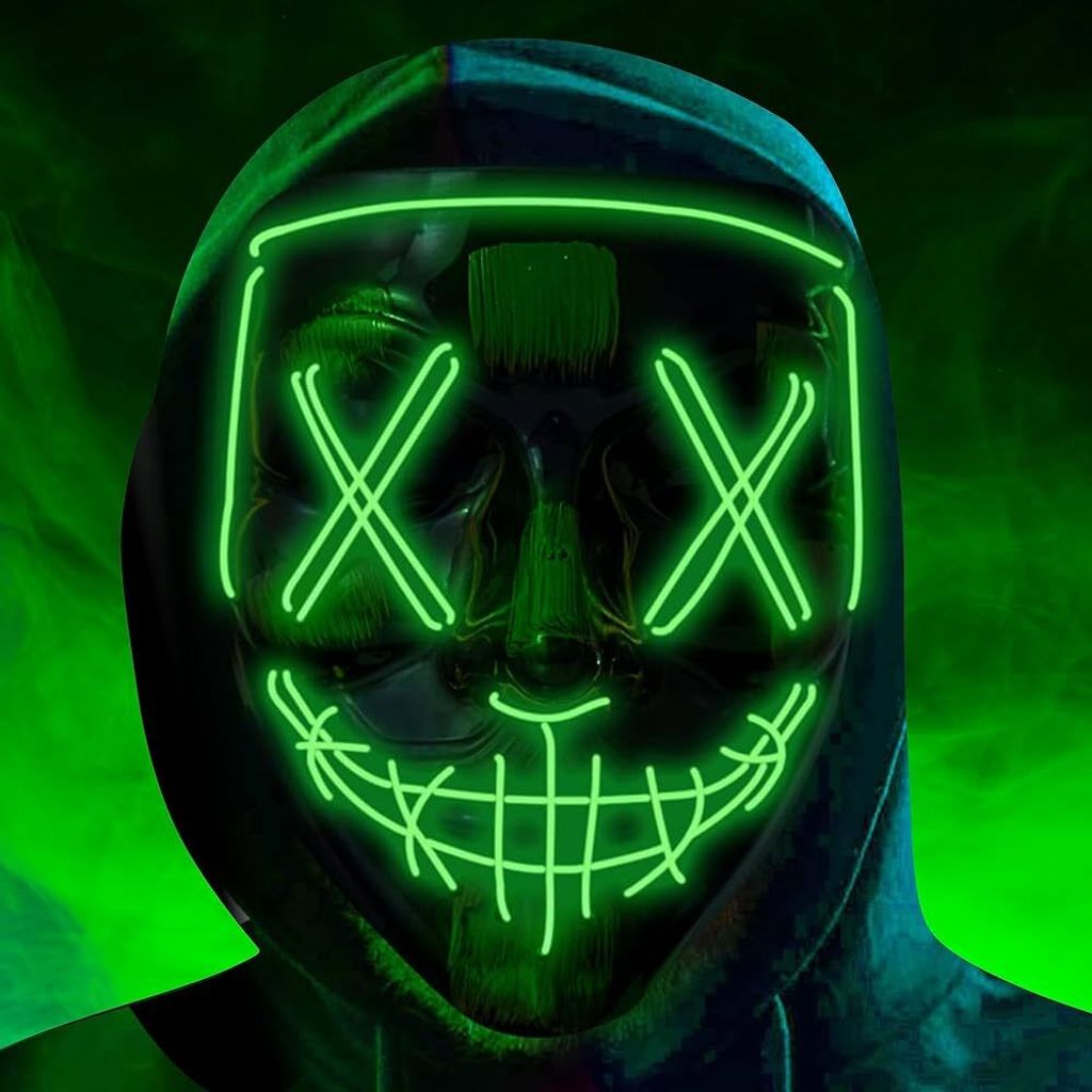 Maschera di Halloween Purge LED verde - Maschera Immagine del prodotto 