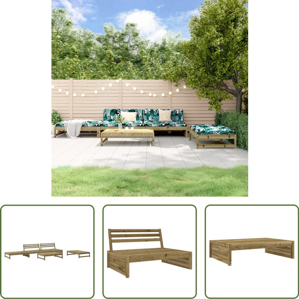 The Living Store 5-tlg. Garten-Lounge-Set Kiefernholz Produktbild 
