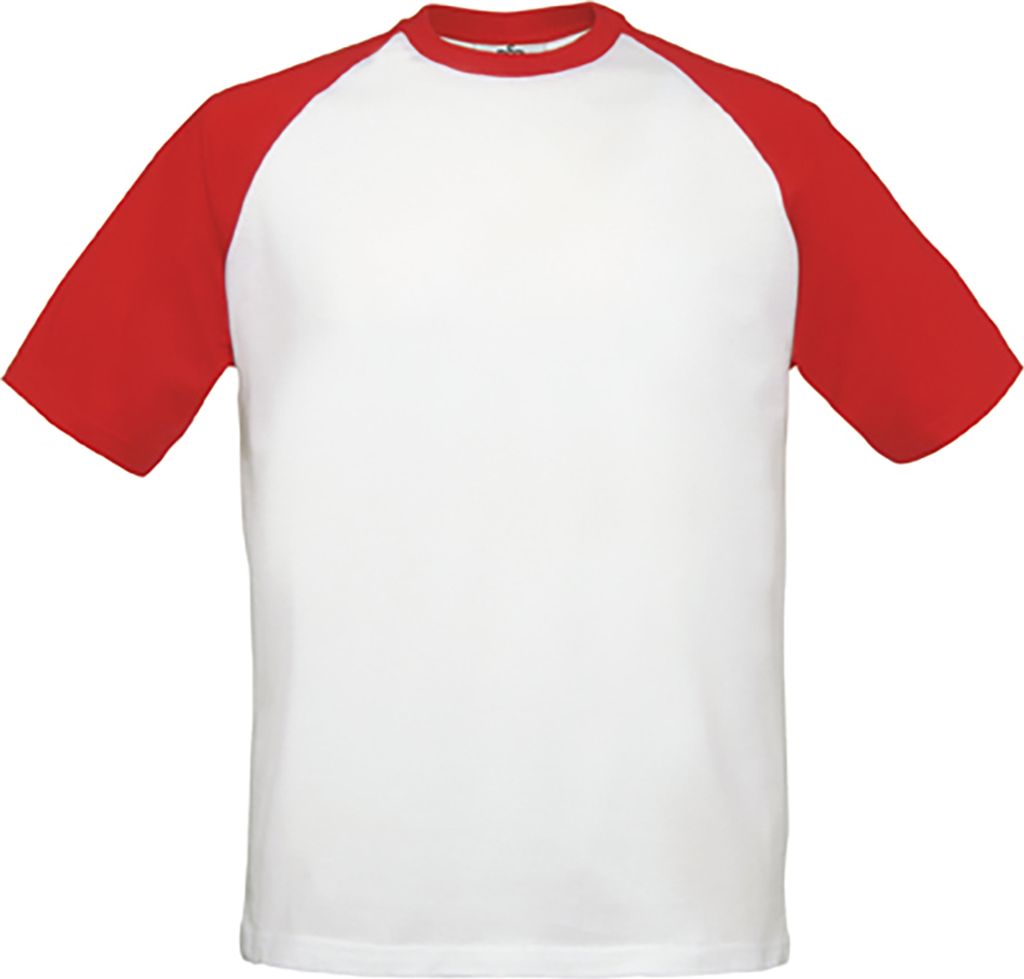B&C TU020 | Base-Ball Herren T-Shirt - Farbe: White/Red - Größe: L