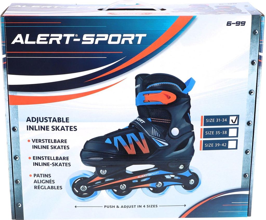 Alert Inline Skates Kinder Rollschuhe rosa-blau Größe 31-34 verstellbar